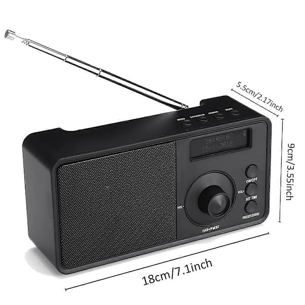 Bærbar + Digital Radio Trådløs Bluetooth Stereo Høyttaler LCD-Skjerm Utendørs Hodetelefonstøtte Alarm