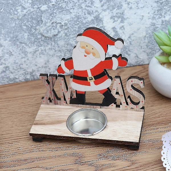 Kreativ Jul Tomte Trä Ljusstake Ljusstakar Värmeljushållare Skrivbordsdekor Jul Ljusstake