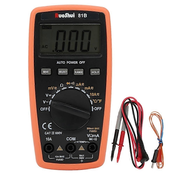 LCD Digital Multimeter AC DC Automatiskt Område Spänning Ström Temperatur Resistans Testare Mätare