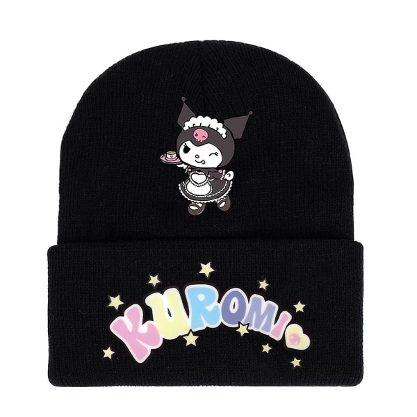 Anime Kuromi Printed hihansuut Neulottu Pipo Hattu Kawaii Söpö Sarjakuva Talvi Lämmin Ski Cap Naisten Tytöt Lahjat style 2