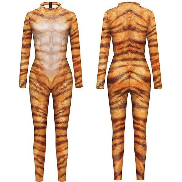 Halloween Cosplay Kostym Rolig Body Dam Spandex Zentai Suit Helkroppsdräkt Djurskalle Printed Halloween rekvisita style 4 L