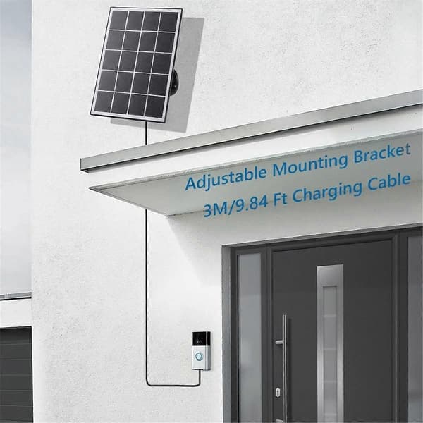 20W Solcellepanel Lader for Ring Video Dørklokke, Hvit