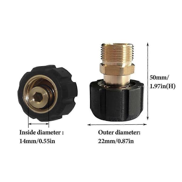 Koppling 14mm 15mm Till M22 Snabbkoppling Högtryckstvätt Adapter