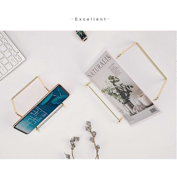 2 stk. Jern Display Stand, Dekorativ Kunst Display Stand, Guld Lille Jern Staffeli Pladeholder, Tablet Telefonholder, Foto Display Stand