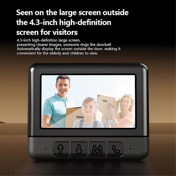 X6 Smart Video Dörrklocka för Hemmabruk med 4,3-tums Skärm, Trådlös Videointercom, Infraröd