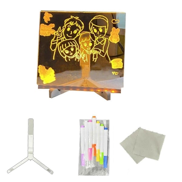Färgglad 7 Färgers LED Whiteboard Akryl Anslagstavla med Ställ USB-driven Återanvändbar Ni