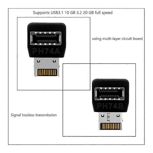 Computer Motherboard Type-e Usb 3.1 Type-e Interface 90 Graders Styrevinkel Albue Front Type-c Installeret Adapter(ph74b)