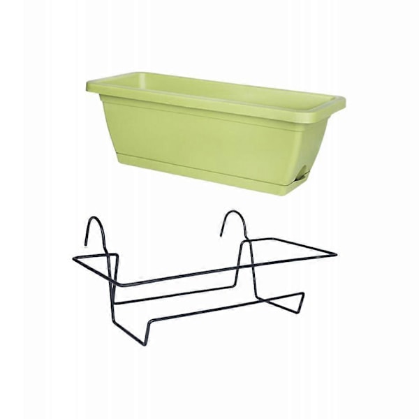 Balkong Hengende Plantekasse med Brakett Vinduskasse Allsidig Enkel å Installere for Utendørs Terrasse Rekkverk Plantekasse 43x19x15cm