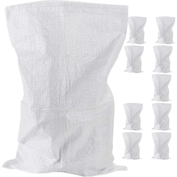 10 Pakk Vævede Skrotposer - Robust Polypropylen Konstruktionsposer - Stærke Hvide Poser - Jumbo Industrielle Opbevaringsposer - 45 X 75cm