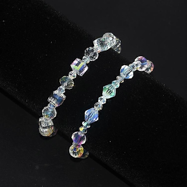 Mote Nordlys Krystaller Armbånd For Kvinner Luksus Justerbart Perlearmbånd Jenter Fest Smykker Gaver, sett med 2 stk