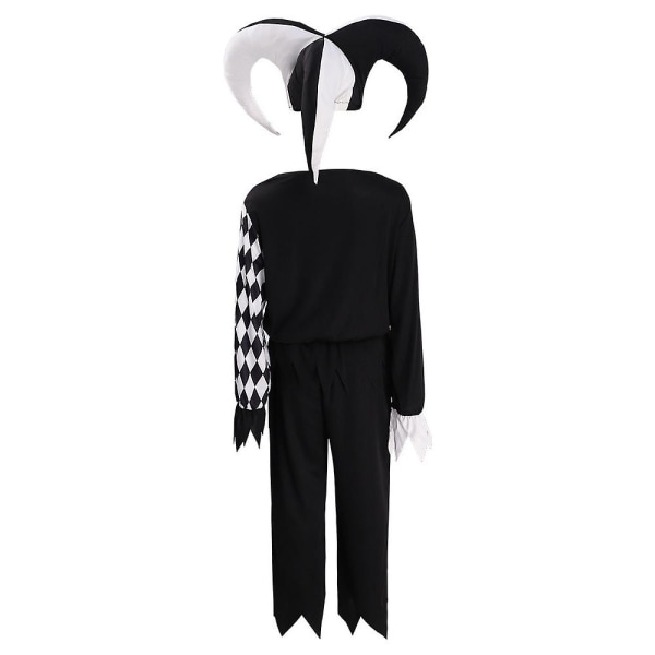 Children's Evil Clown Cosplay kostyme Halloween fest Fancy Dress Jumpsuit + maske + Hodeplagg kostymesett 10-12 Years