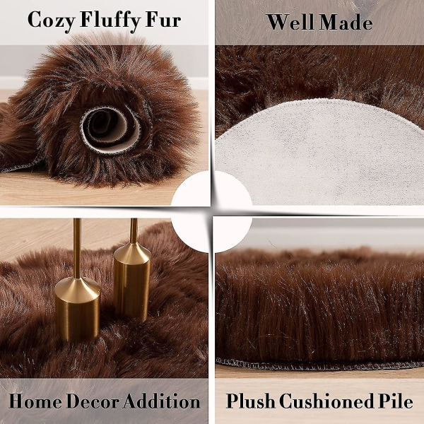 Tflycqluxury blødt imiteret fåreskind stolebetræk Sædepudepude Plys pels tæpper til soveværelse, 2ft X 3ft, hvid