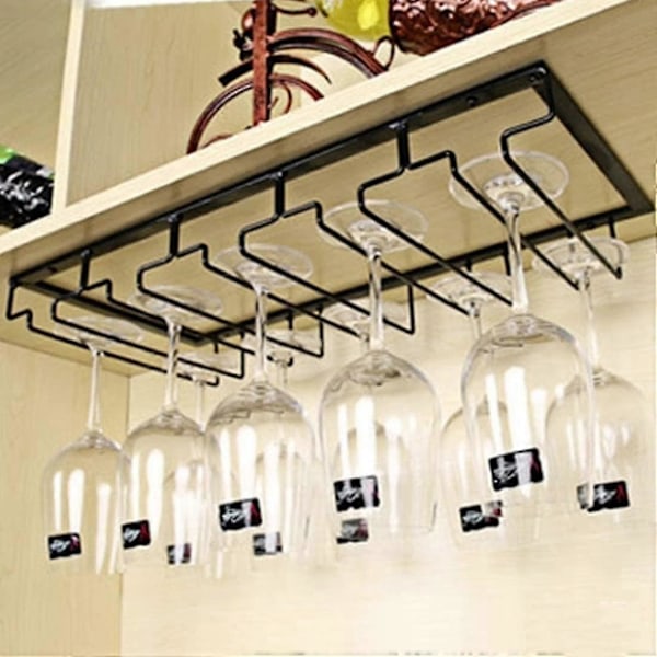 Hængende Glas Rack - Vinglas Rack med 5 Skinner til 12-18 Glas, 50 x 22,5 x 5,5 cm
