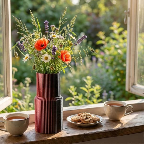 Modern Mattvit Blomkruka för Heminredningspresent Red & Blue