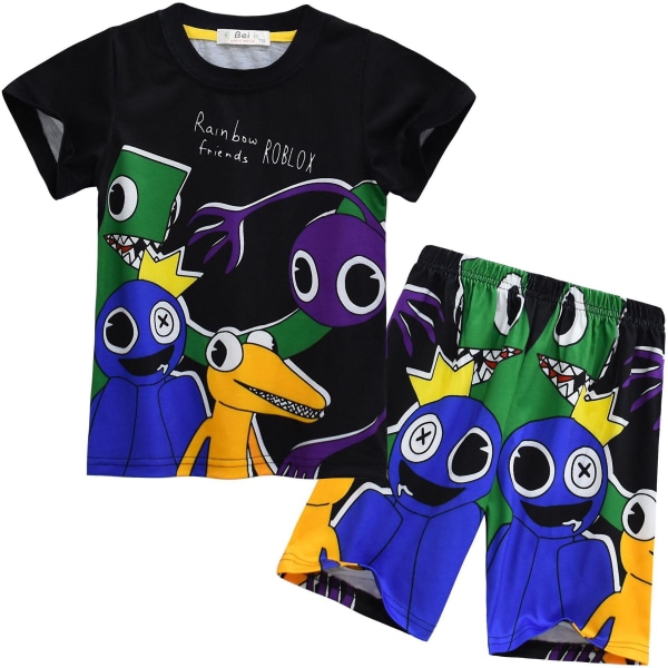 Rainbow Friends 3d-udskrivning Kortærmede T-shirt Bukser Suit Summer Crew Neck Toppe Til Børn Ungdom Drenge style 2 120