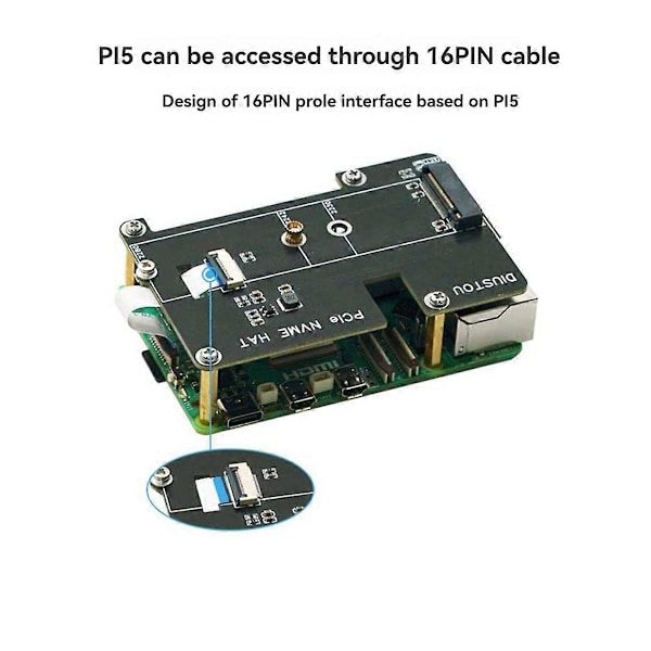 PCIe til M.2 M Key Adapter NVMe Utvidelseskort for Raspberry Pi 5