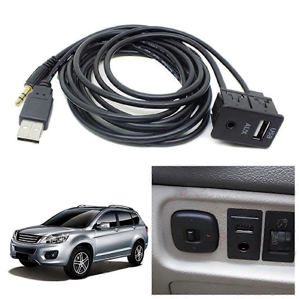 1.5M Autp Dash Infälld USB-portpanel Dubbel USB-förlängningsadapter