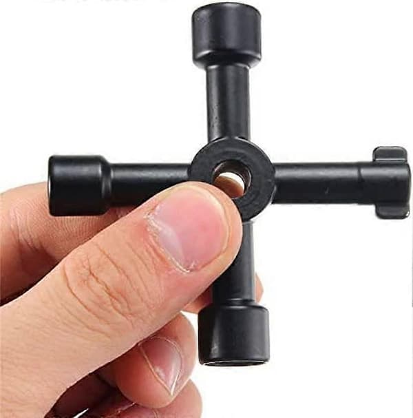 2 stk. 4-vejs multifunktionsnøgle Universal krydsnøgle Gas zinklegering nøgle (sort) 72 mm