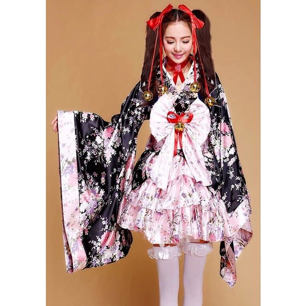 Anime Cosplay Lolita Halloween Fancy Dress Japansk Kimono Kostyme 2XL
