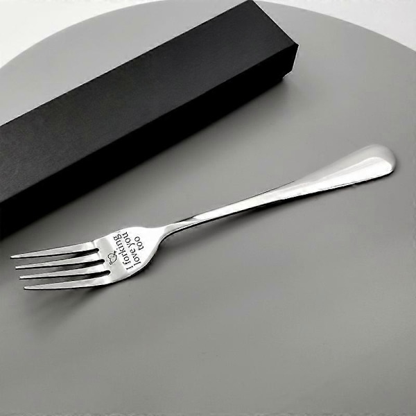 2 stk. Gravert Melding Rustfritt Stål Gaffel Speilpolert Oppvaskmaskinsikker Gave til Jul Bursdag Nyttår