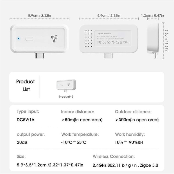 Ny Tuya Smart Home Zigbee Repeater Typ-C Förlängare Signal Expansion mission Repeater Gateway W