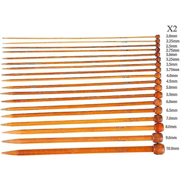 Bambustickor Set Enkelspetsiga Karboniserade 2mm-10mm 36st