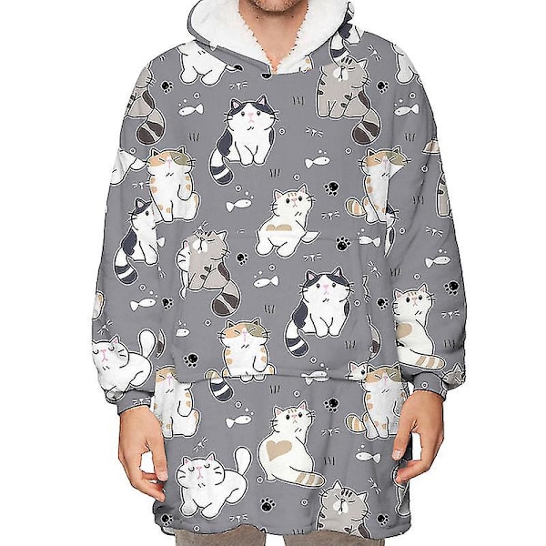 Vuxenmodell Luvtröja Filt Super Mjuk Varm Bärbar filt Hoodie One Size style 1