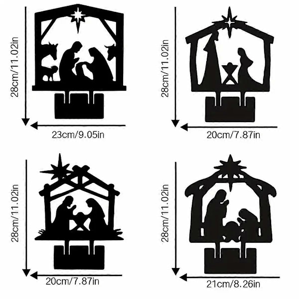 Julkrubba Silhuett Julkrubba Figurer Set Julkrubba Ornament Julkrubba för Staket Pat