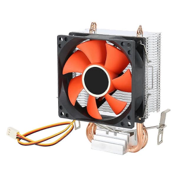 Mini PC CPU Køler Enkelt Lydløs Blæser 2 Kobberrør Computer Kabinet Køler Rød