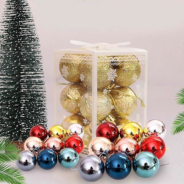 12 st 4 cm Glitter Julgranskulor Okrossbara Prydnader Flerfärgade Juldekorationer Hängande Hängen