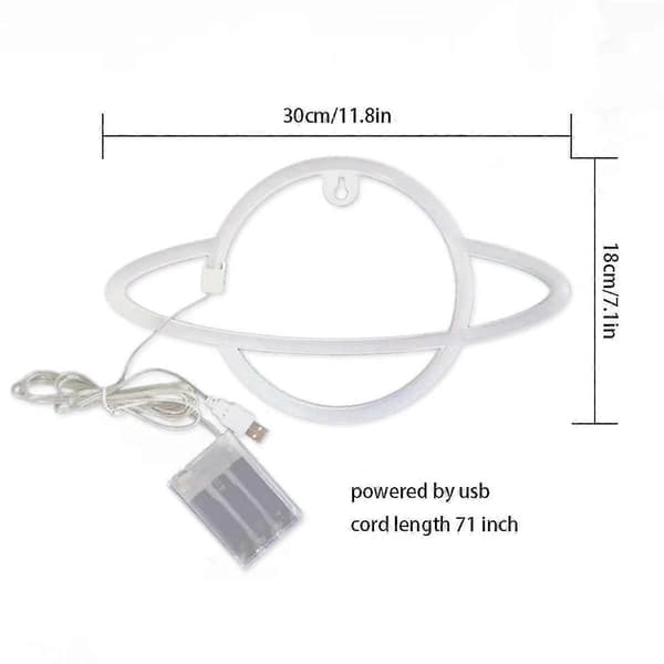 Planet Neonskylt, Akryl Neonljus för Väggdekor, USB-driven Lysande Neonskylt för Sovrum, Barnrum