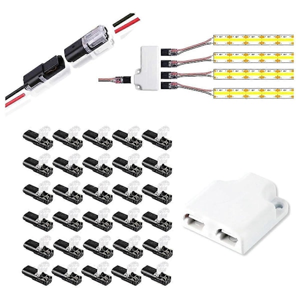 30-pak dobbelt ledningsstik, plug-in 2/3/4-benet 2-vejs LED-ledningsstik lavspænding W
