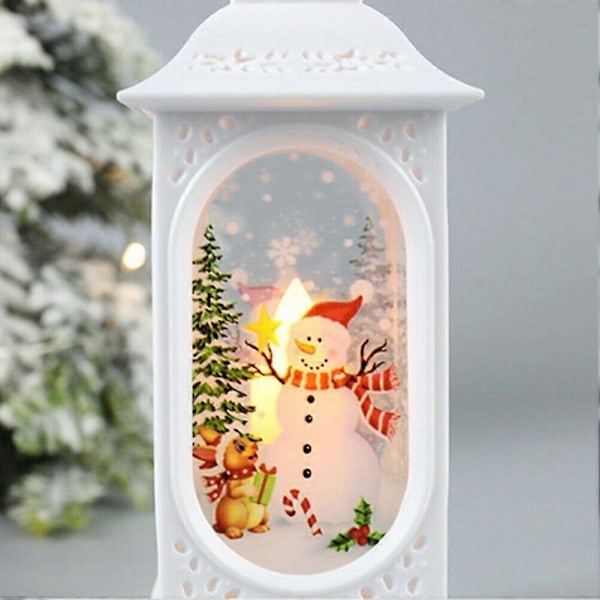 Jule LED Lanterne Lys Juletræ Julemand Bordlampe Ornament Dekoration *1 (Hvid)