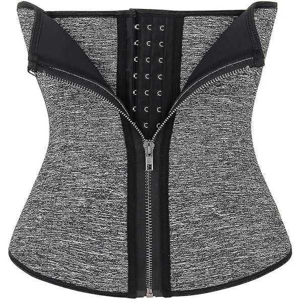 Tflycq Neoprene Waist Trainer Trimmer 6 Teräsluullinen Fajas Hengittävä Vyötärö Cincher Vyö Korsetti Vetoketju ja Koukut Naisten Vartalon muoto Säädettävät Olkaimet Body S Zip-hook-grey 3XL