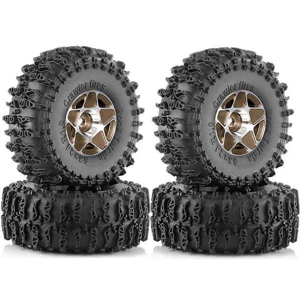 4 stk. 63 mm 1,0 tommers Beadlock Hjul Dekksett for 1/18 1/24 RC Crawler Bil TRX4M SCX24 FCX24 Oppgradering Pa