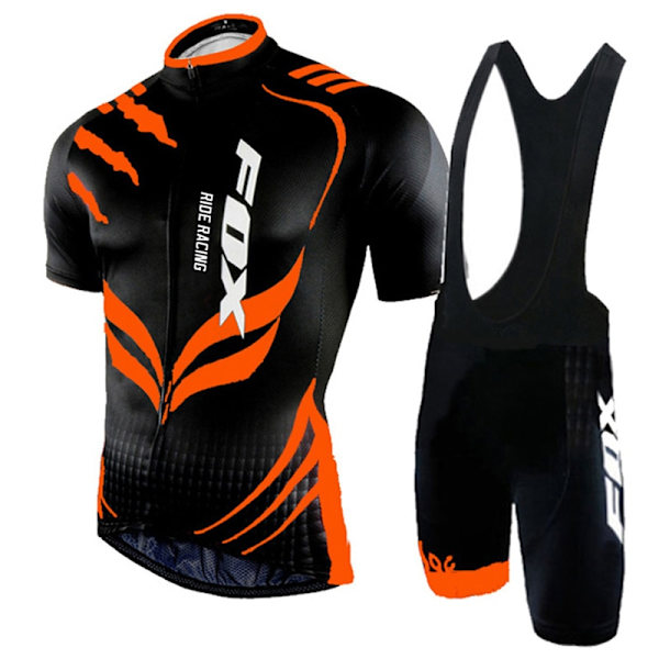 Maillot Cyclisme 2023 Oranssi Pyöräilypaita Set Miesten FOX RIDE RACING Polkupyöräily Lyhythihaiset Vaatteet Mtb Pyöräilyasut Vaatteet 6 M