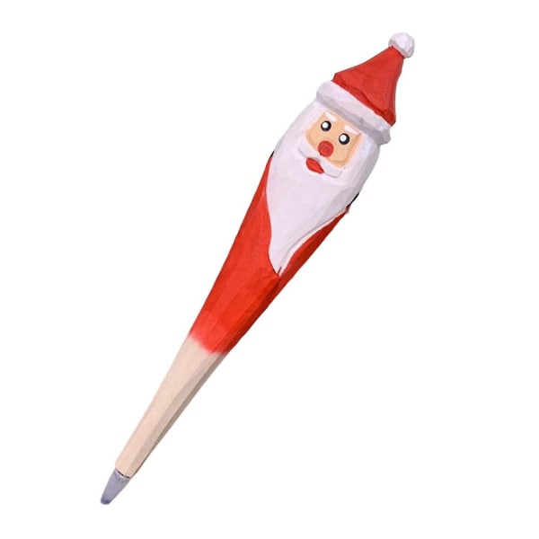 Træudskåret tegneserie dyr Kuglepen Sødt juletema Styling Gel Pen Genopfyldelig pen til dyreelskere Santa Claus 0.5mm