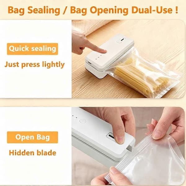Bärbar plast mini-påsförseglare uppladdningsbar handhållen matförpackningsmaskin termisk påsförseglare A Black