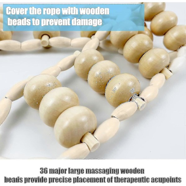 Massage Roller i Trä för Rygg, Träterapi, Cellulitemassage, Självmassageverktyg för Nacke Ben Rygg Smärtlindring 110 cm - 60 x 7,5 cm Rullning