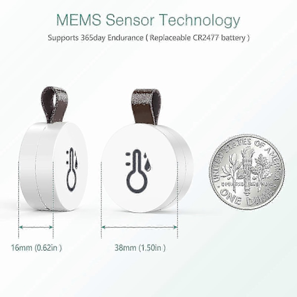 Bluetooth termometer hygrometer, trådlös termohygrometer mini, med smart sensor-app, datalogger och exportdata för sovrum, babyrum, vinkällare
