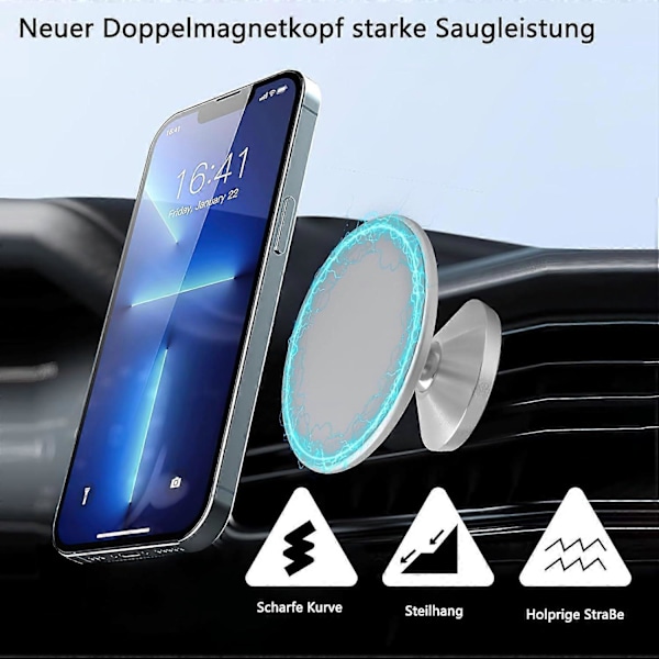 Parannettu magneettinen puhelinpidike, yhteensopiva Mag-Safe kanssa, kaksoismagneetti 360 asteen pyöritys
