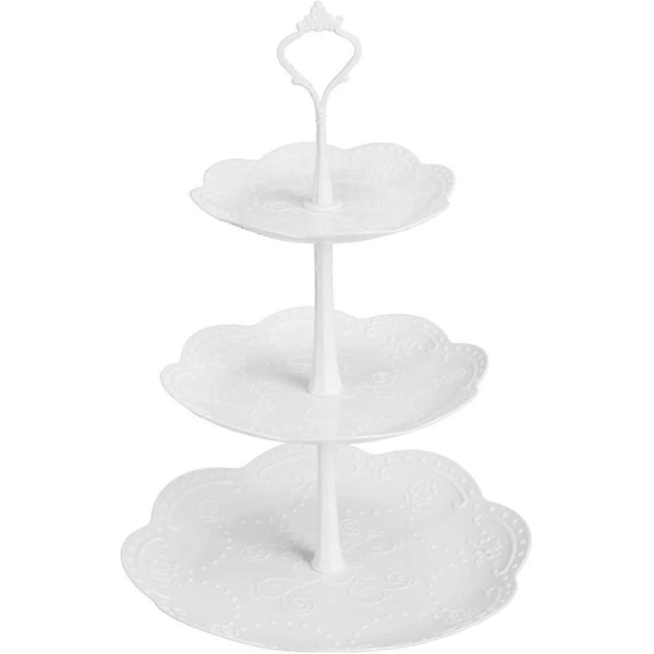 3-vånings Cupcake-ställ, Plastvåningsställ, Desserttornbricka för tebjudning, Baby