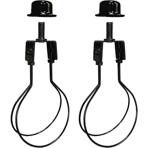 Skærm Harpe Base Adapter Kit - Inkluderer Trim og Skærm Niveller til at Holde Skærm Hardware på Plads Fjederklemme til Pære - 2 Pakke (Sort)