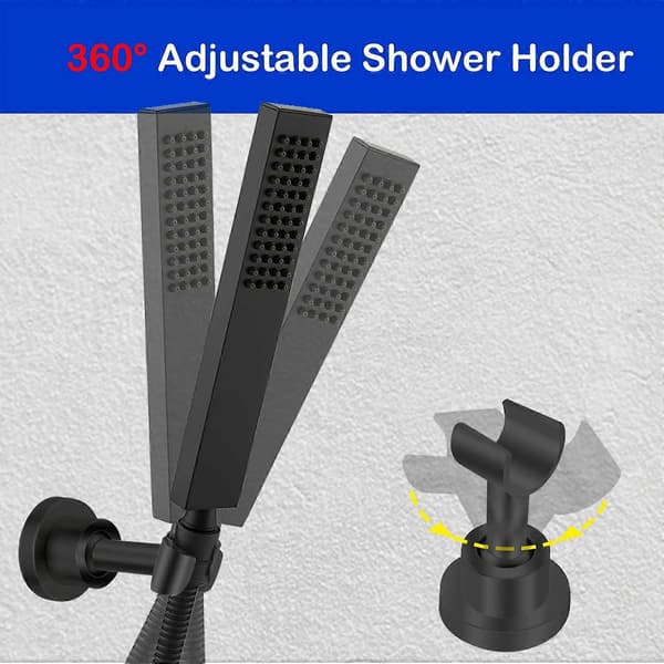 304 Rustfritt Stål Svart Dusjhodeholder Universal Hånddusjholder 360 Justerbar Dusjhodeholder