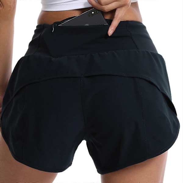 Løpeshorts for kvinner med innerlag, høyt liv, lett treningsshorts for kvinner med lomme