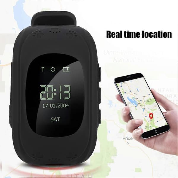 Børneur Telefon Anti-tabt GPS Tracker Sikker Touch Screen Børn Børneur (Sort)