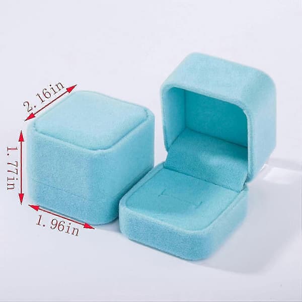 3-pack Sammet Ringaskar, Örhänge Hängsmycke Smyckeskrin, Ring Örhängen Presentaskar, Smyckesdisplay (blå, Ringask)