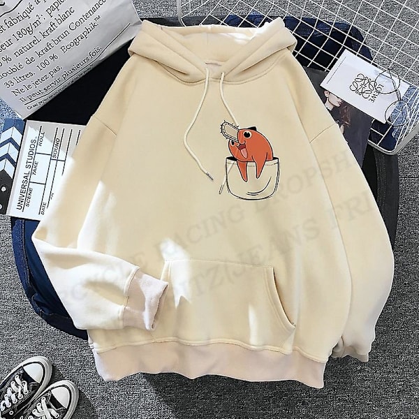 Motorsag Mann Makima Pochita Hettegenser Herre Kvinner Mote Motorsag Herre Hettegensere Barn Anime Hettegensere Sweatshirts Hettegenser Jentefrakker 2DF5112309-beige M