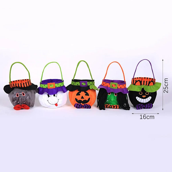 Halloween karkkikassit Sarjakuva Kurpitsa Witch Ghost Kädessä pidettävä lahja kangaskassi Temppu tai herkku lapsille Helloween-juhlasisustustarvikkeet 1pc A
