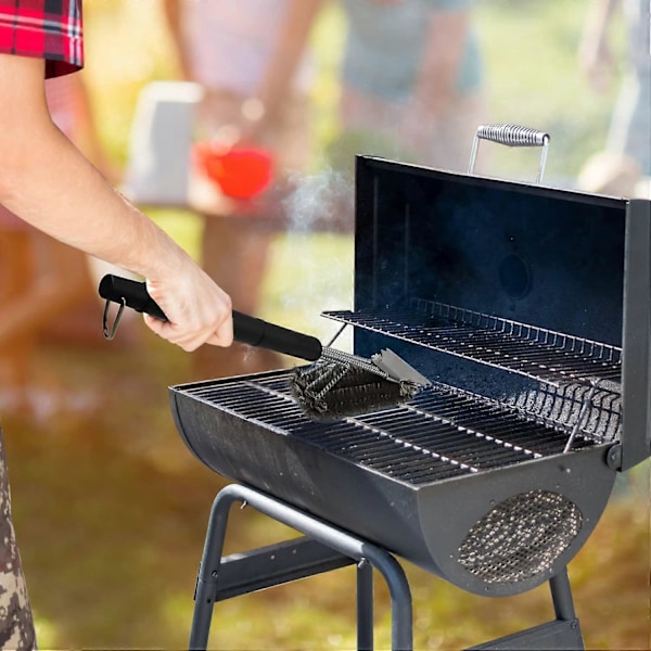 Grillbørste for rengjøring av grillen, metallrengjøringsbørster med stålbust eller skorsteinskraber, 43,5*7cm